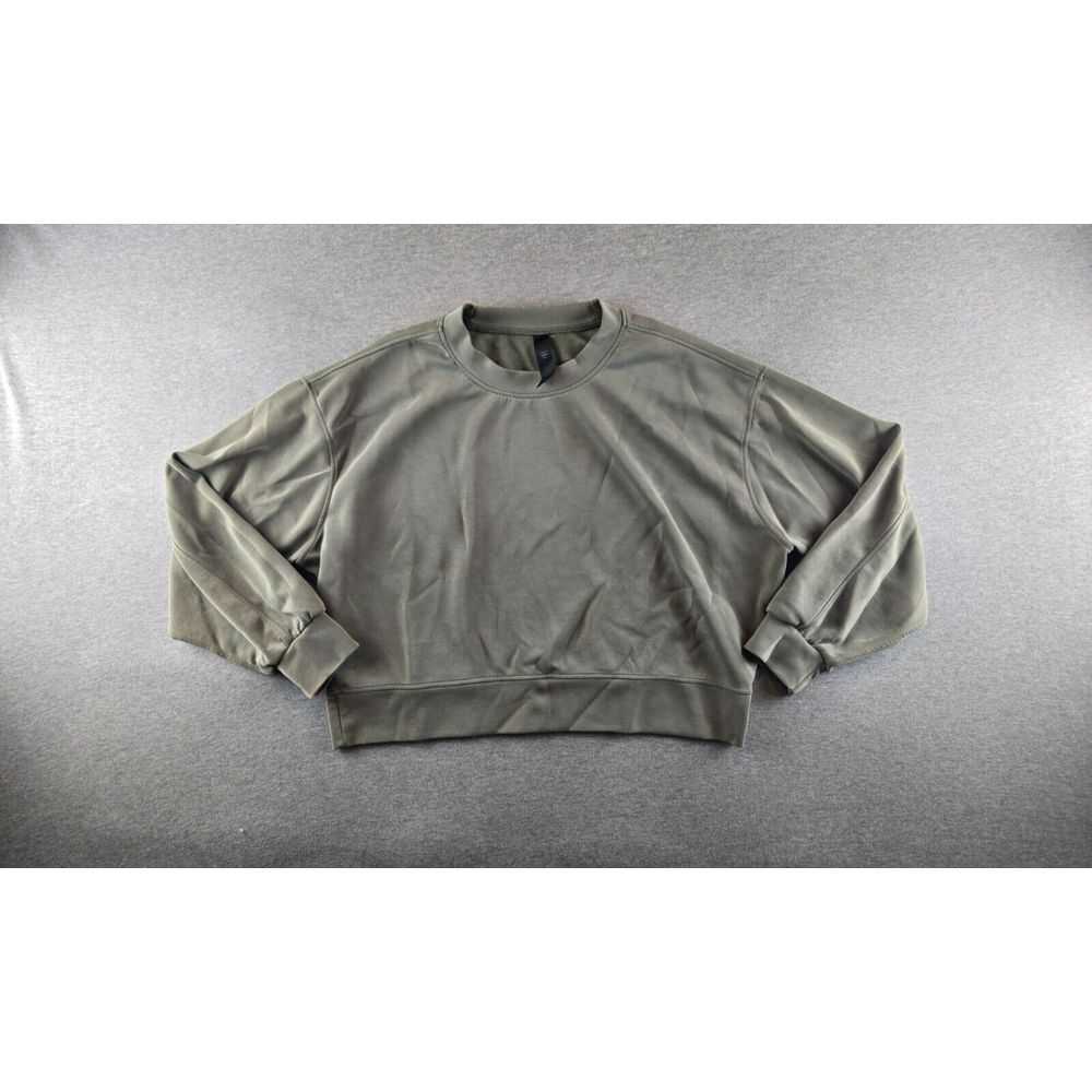 Adidas Oversized‎ Sweatshirt Women's Small Green Modal Cotton Blend Boxy Cropped